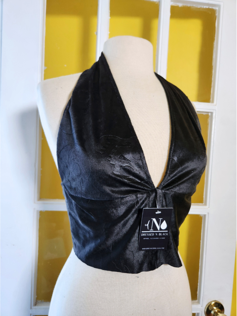"Velvet Skull" Halter Top