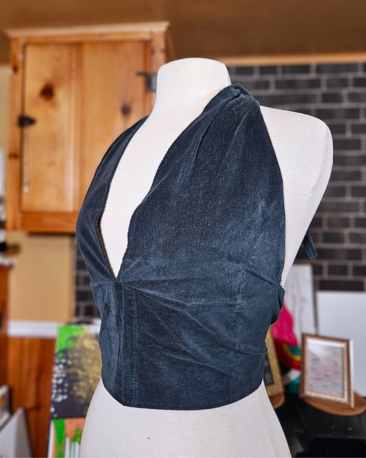 "Suede Babe" Blue/green Halter