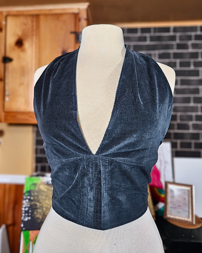 "Suede Babe" Blue/green Halter