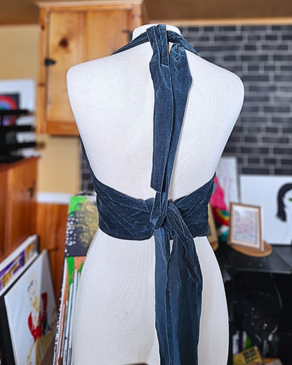 "Suede Babe" Blue/green Halter