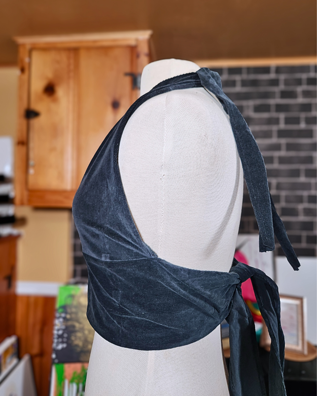 "Suede Babe" Blue/green Halter